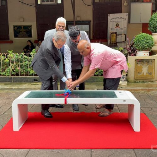 Official inauguration of the first KUUBE smart bench at St. Xavier's College in Mumbai, India