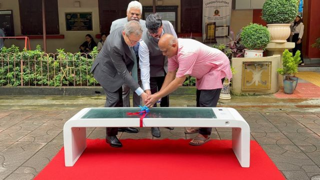 Official inauguration of the first KUUBE smart bench at St. Xavier's College in Mumbai, India