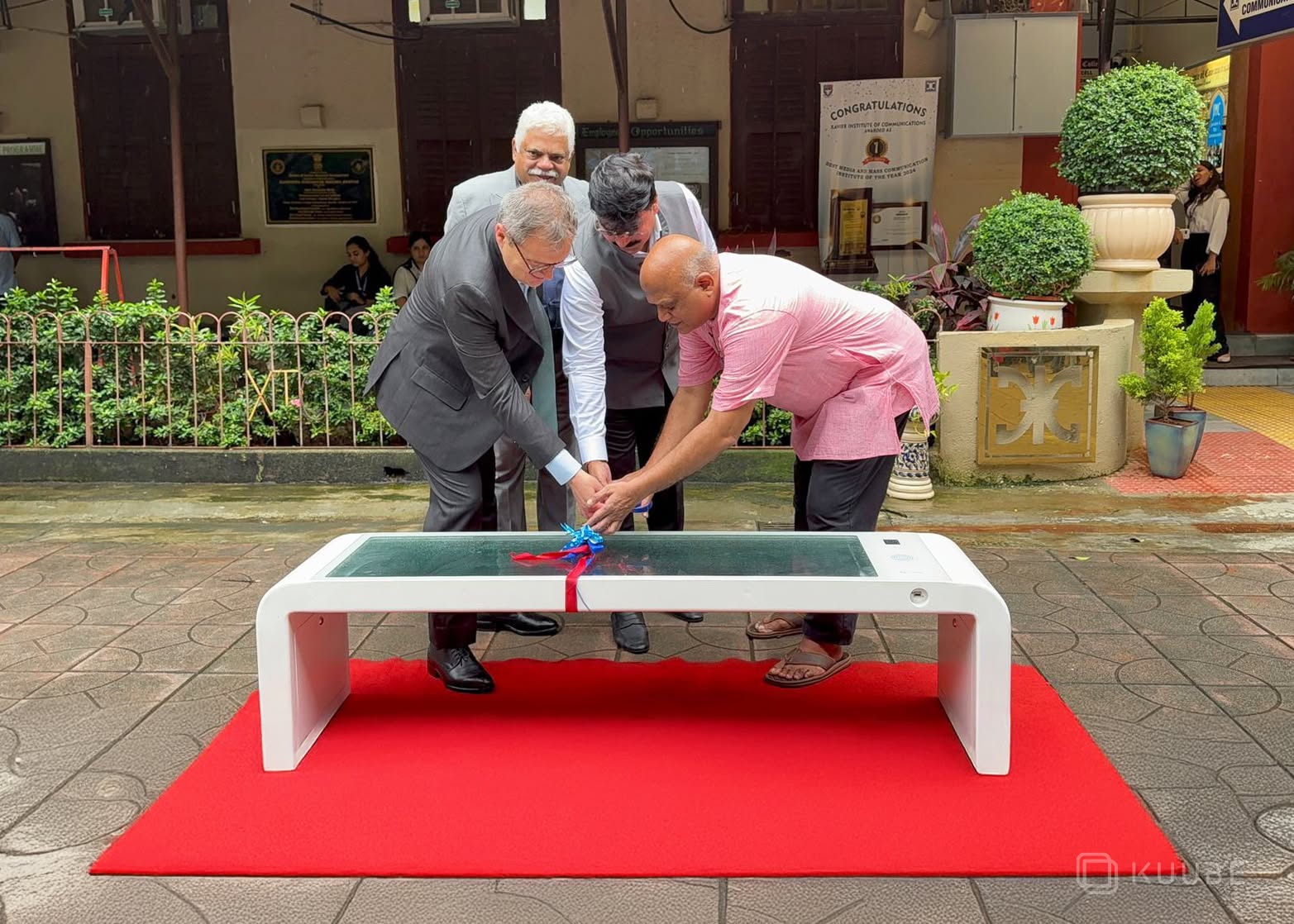Official inauguration of the first KUUBE smart bench at St. Xavier's College in Mumbai, India